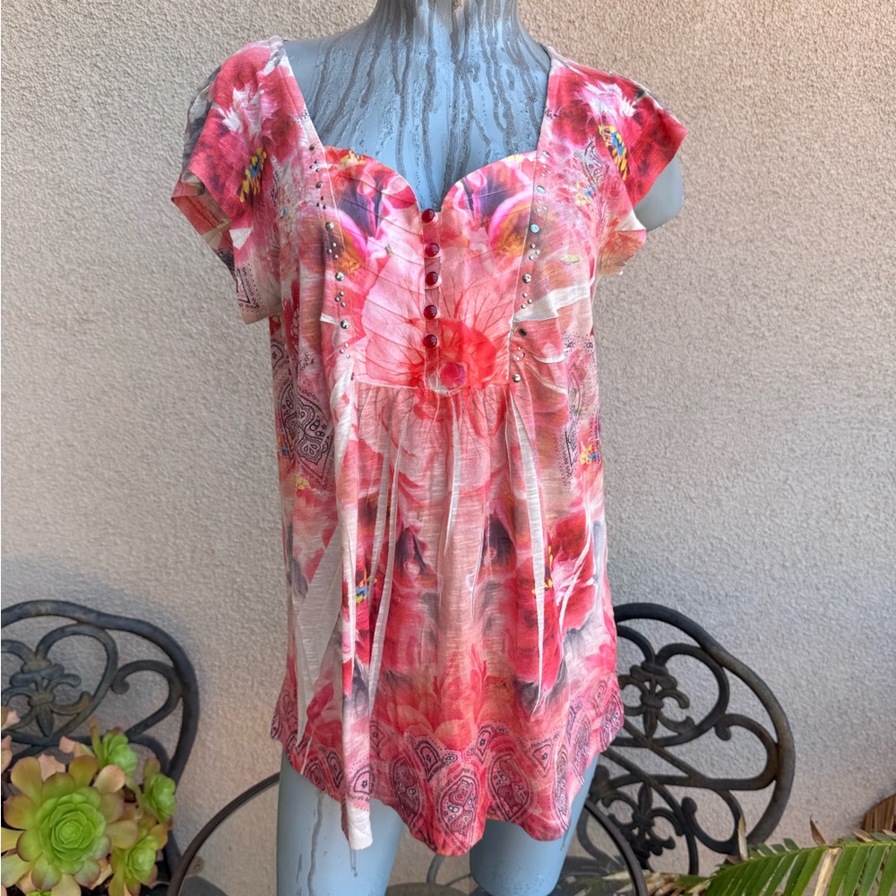 3/$33 Women's Pink Floral Top